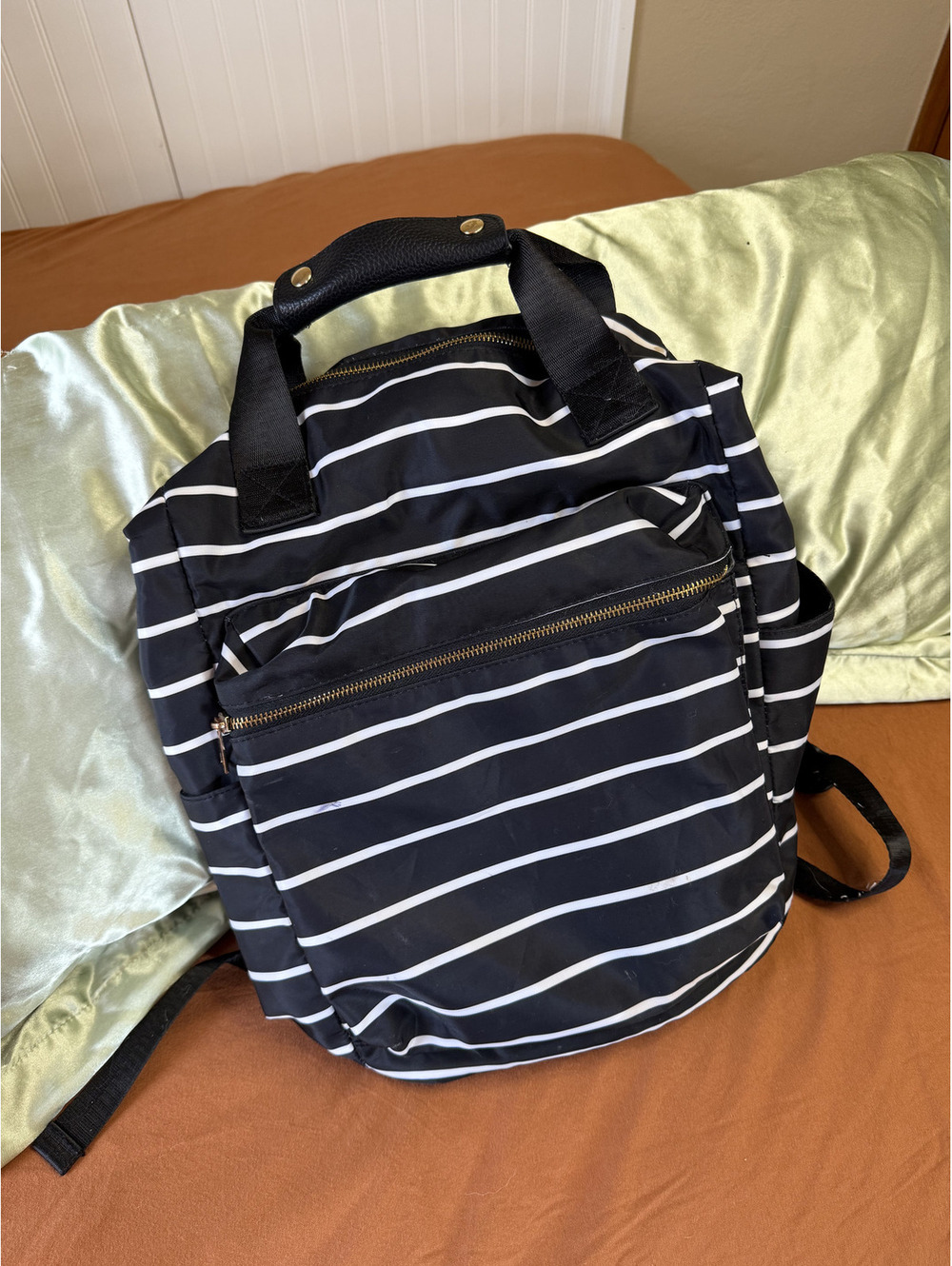 Target A New Day Black and White Striped Backpack Gold